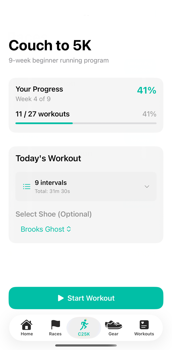 StrideLog Walk to Run Training